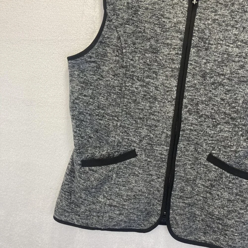 Susan Graver Fleece Zip Up Vest Womens Medium M Gray‎ Sleeveless Soft Cozy Comfy